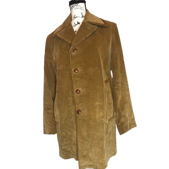Vintage Lakeland Button Front Tan Corduroy Fully Lined Men Jacket Coat USA Sz 40 - Picture 2 of 9